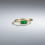 Gold Simple Baguette Birthstone Rings