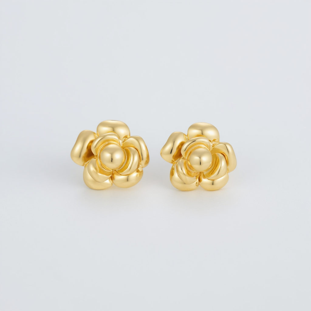 Elen Earrings – Gold Floral