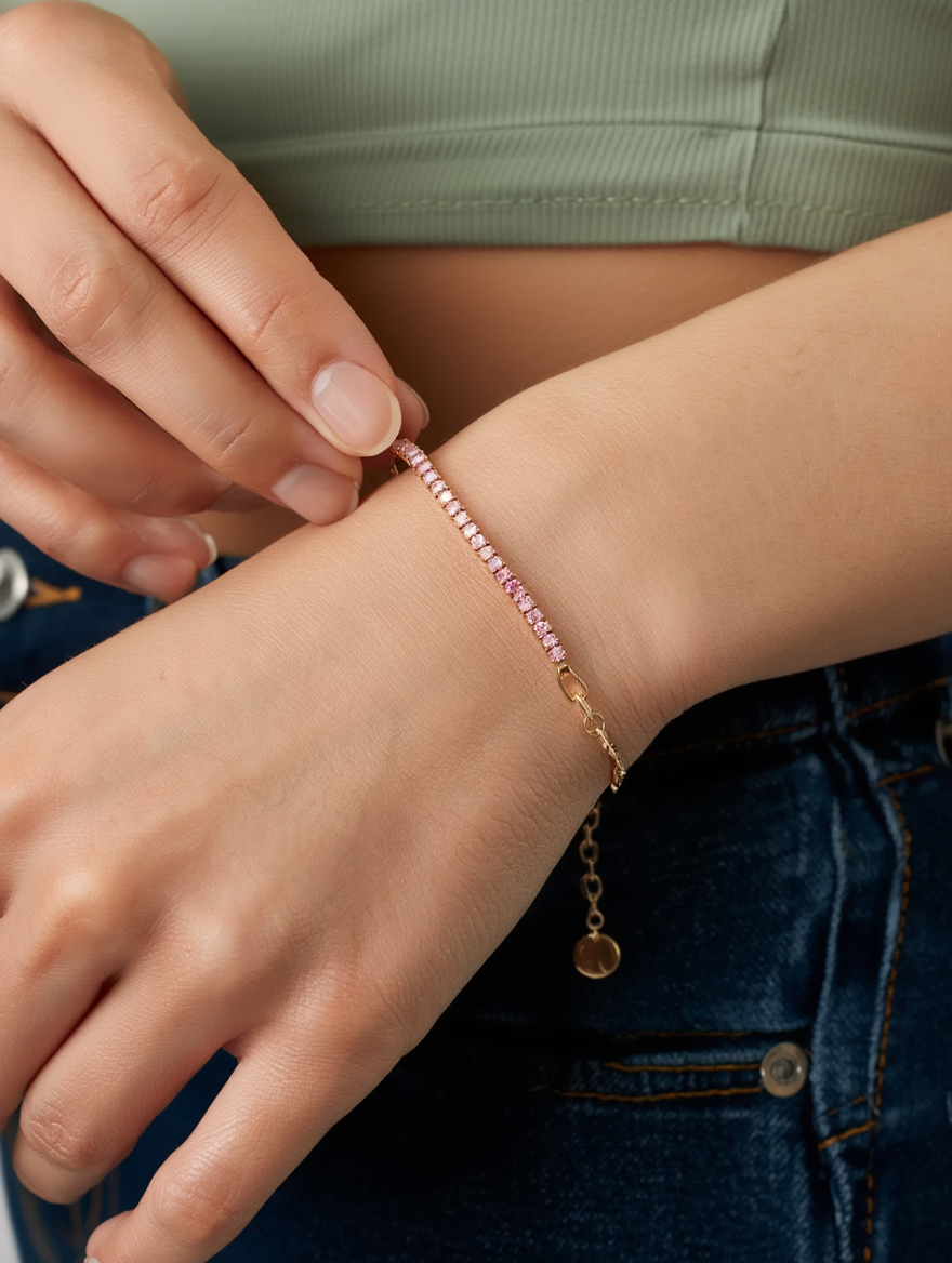 Pink Double Tennis Bracelet