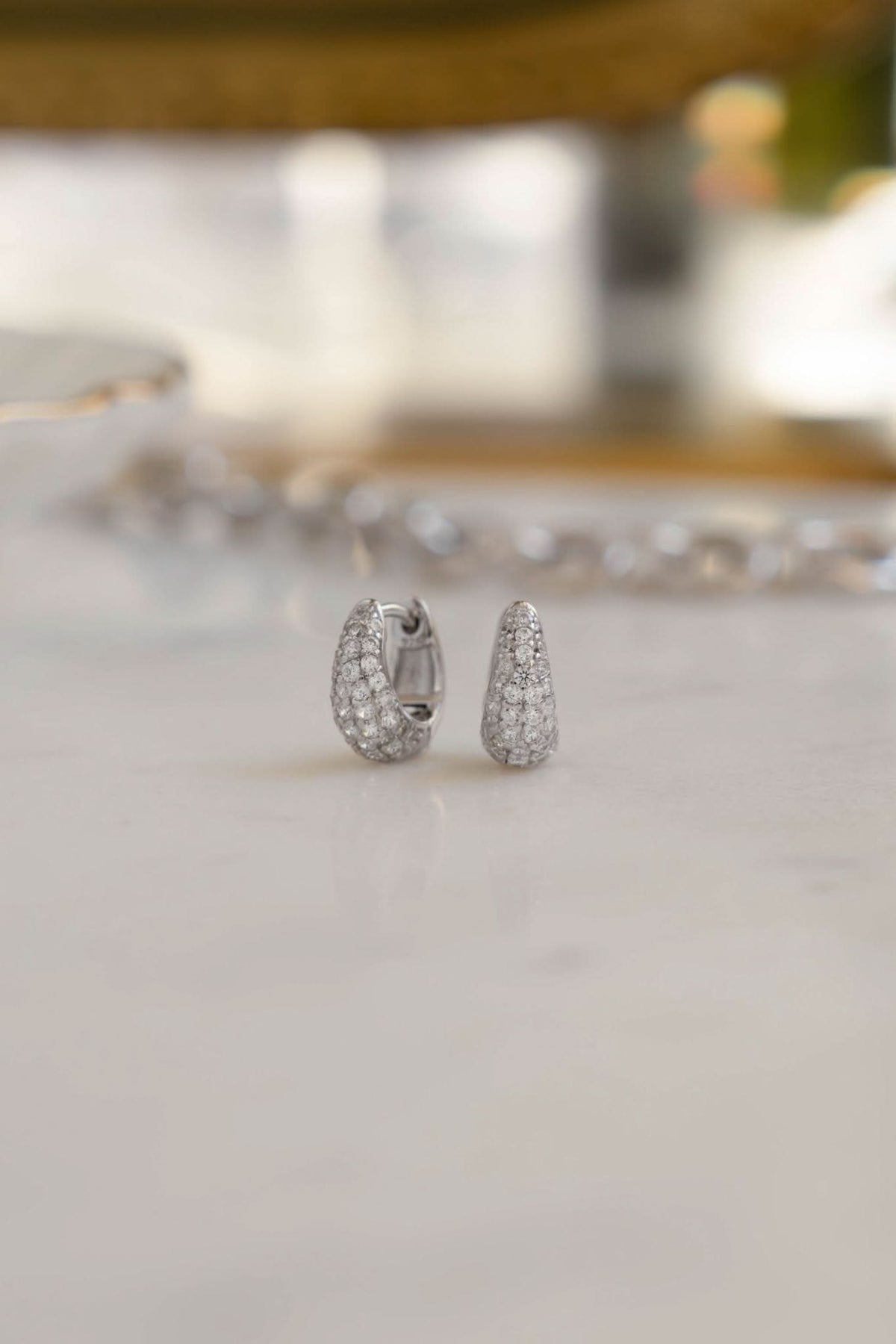 10mm Pave Basket Huggies