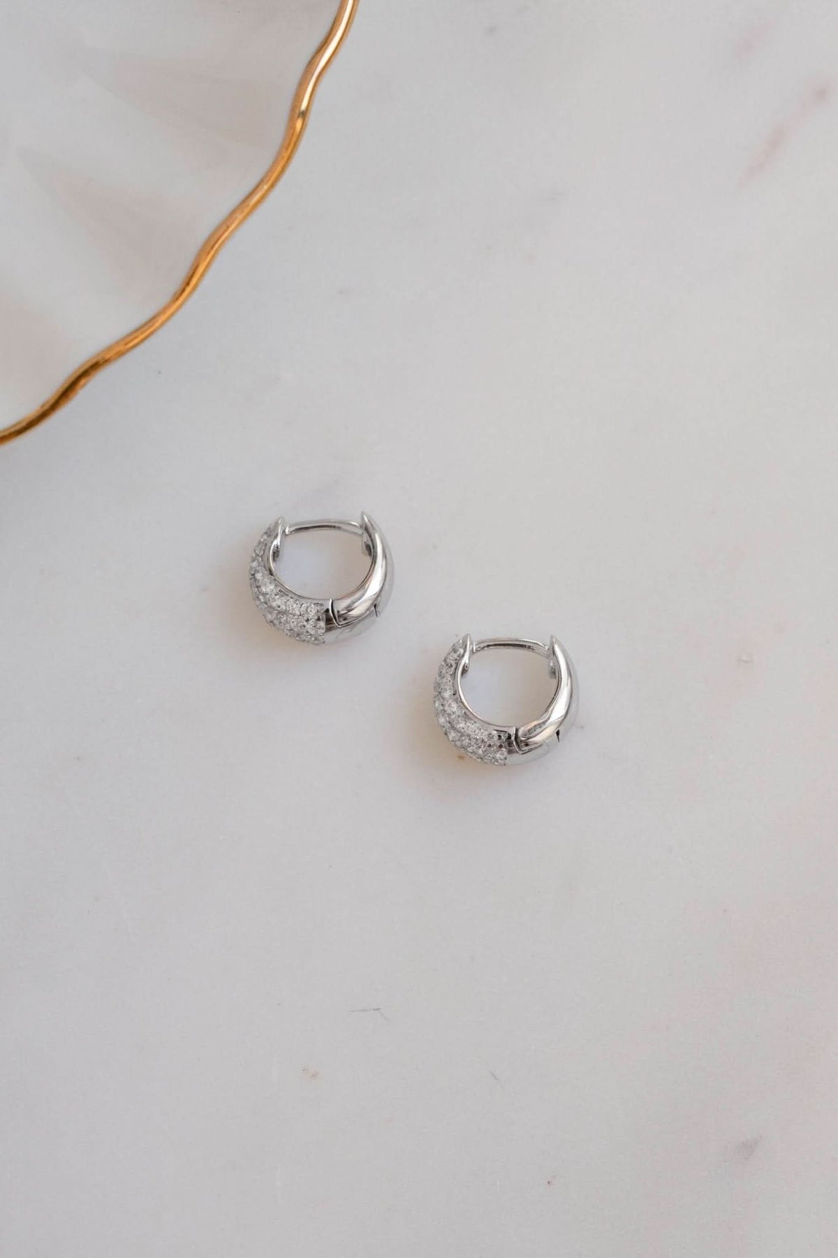 10mm Pave Basket Huggies