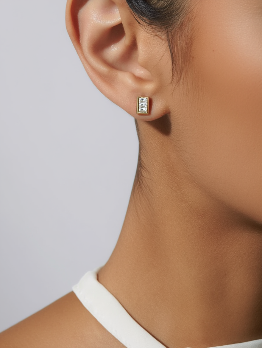 Tiny Baguette Studs