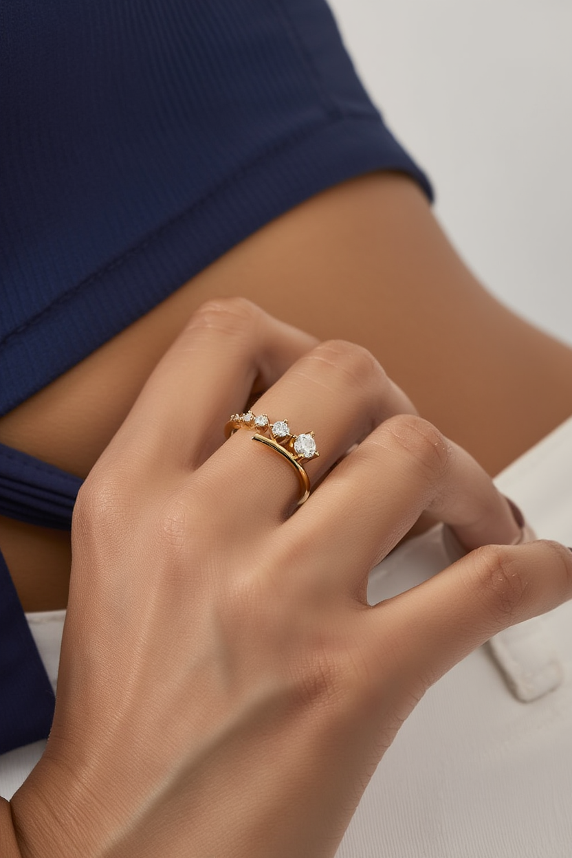 Diamond Bypass Ring