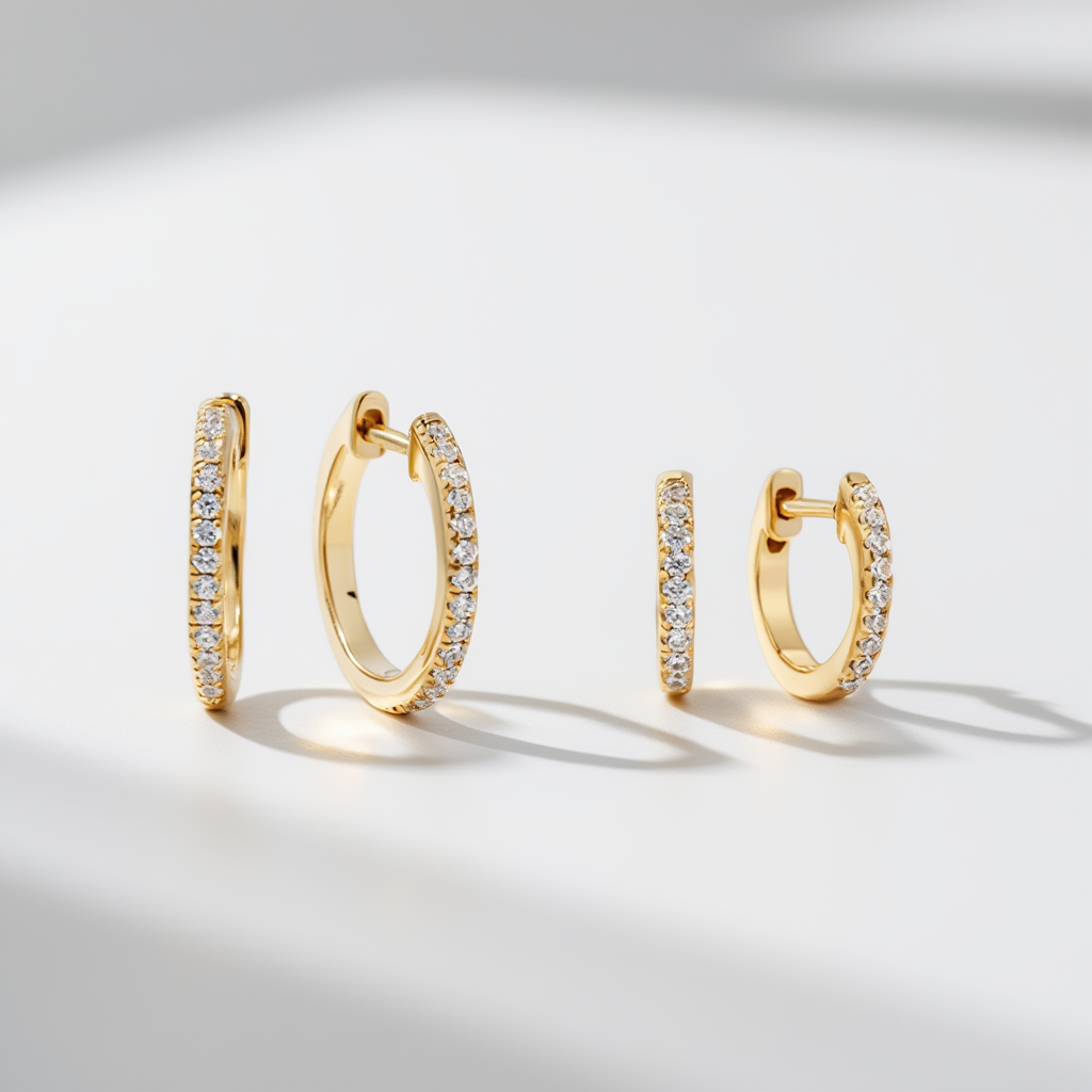 Pavé Huggie Earrings (Two Sizes Available)