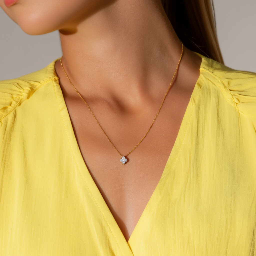 Clover Birthstone Necklace Sterling Silver