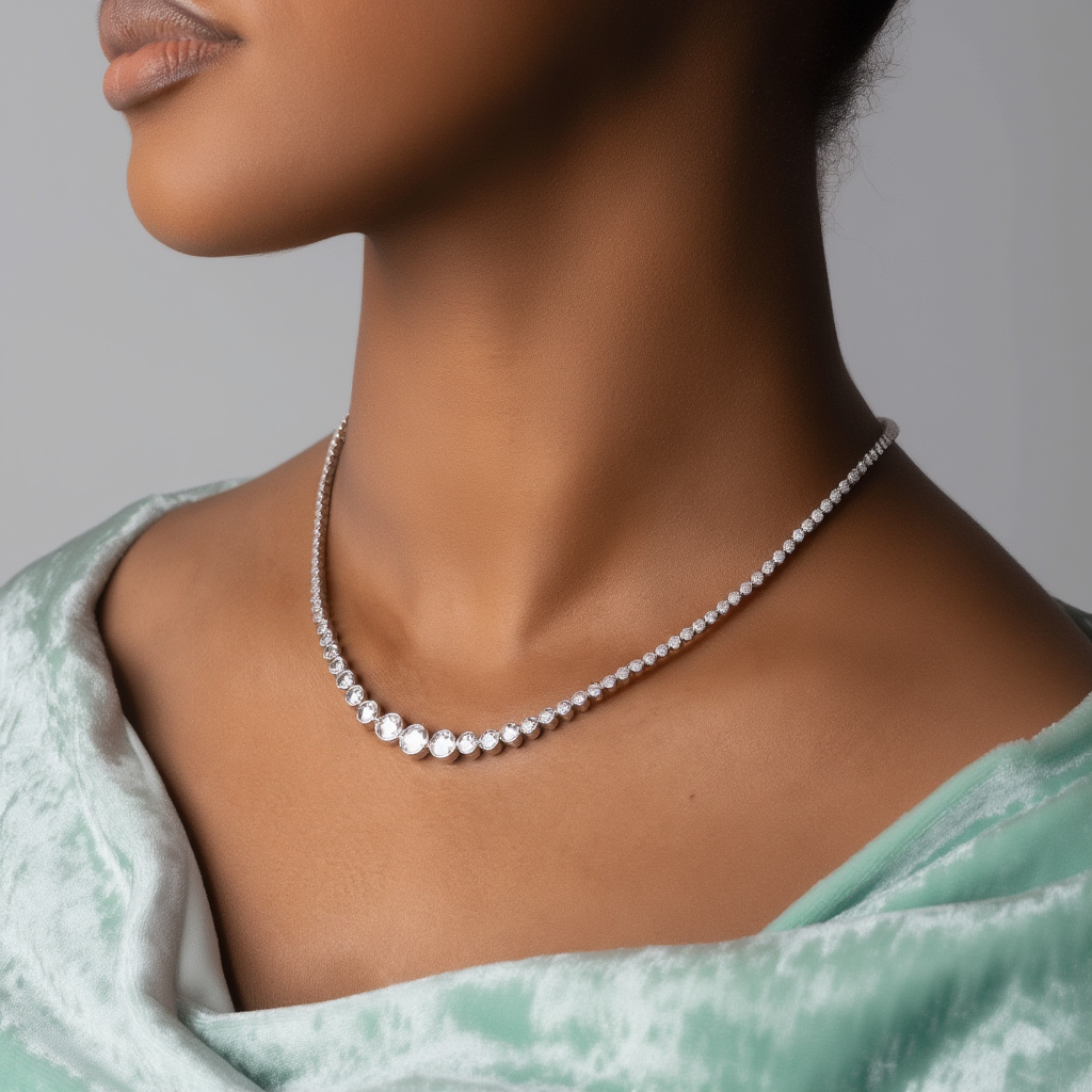 Gradient Bezel Tennis Necklace
