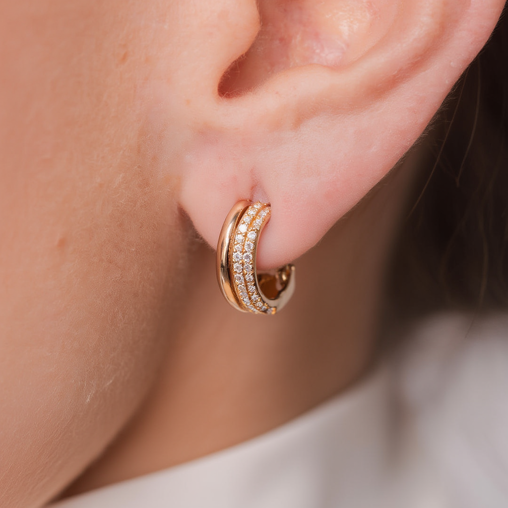 Pavé Double Hoop Earrings