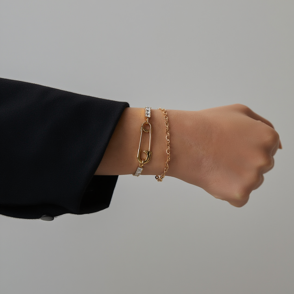 Double Safety Pin Bracelet