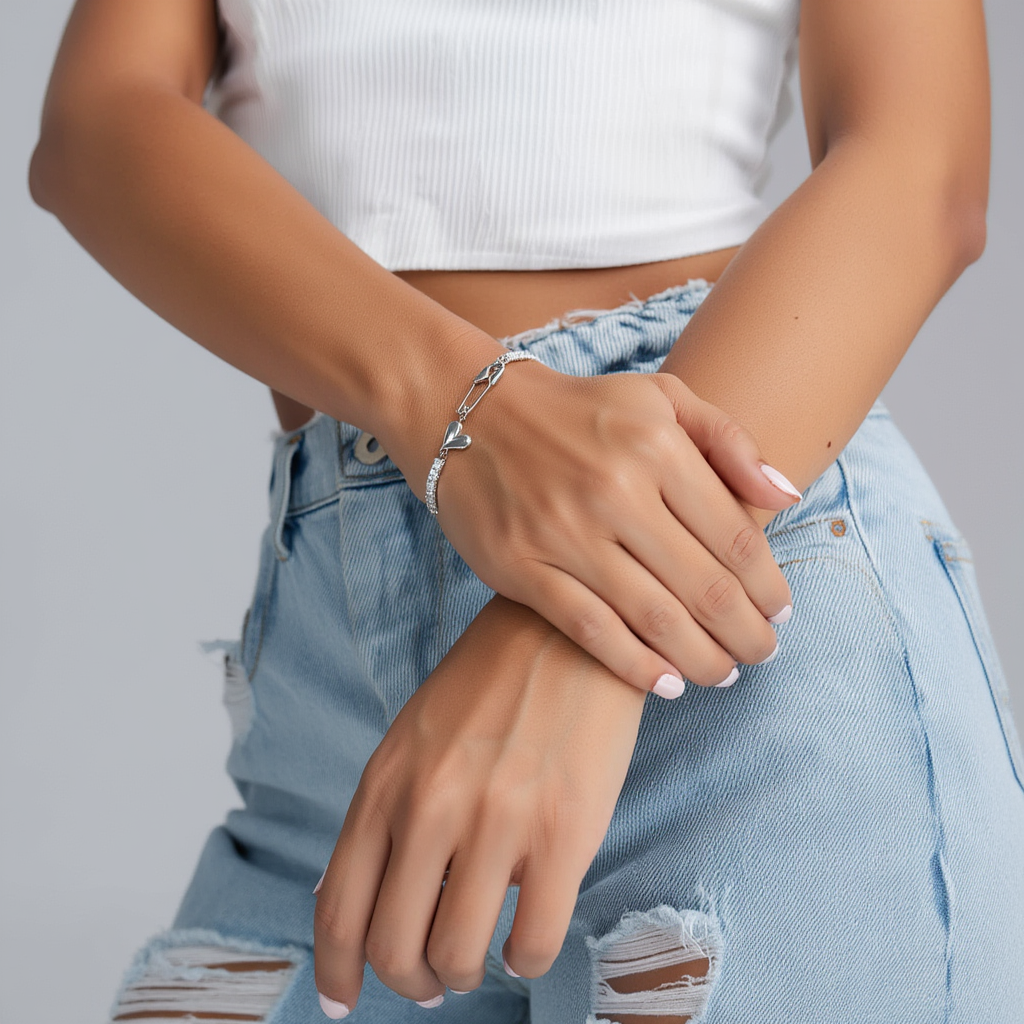 Silver Safety Pin Bracelet
