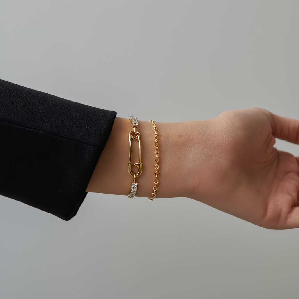 Double Safety Pin Bracelet