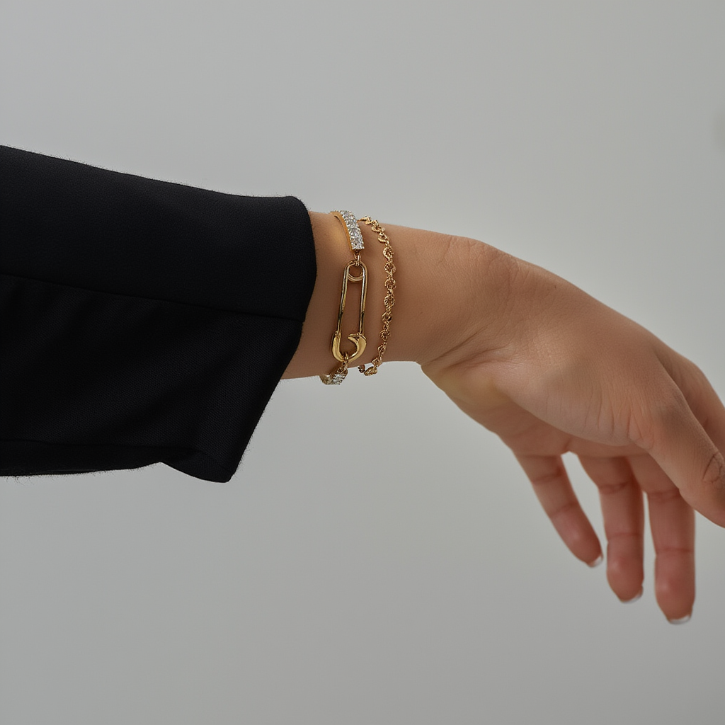 Double Safety Pin Bracelet