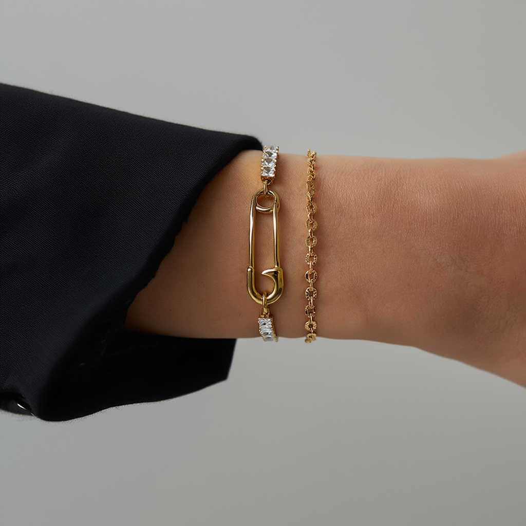 Double Safety Pin Bracelet
