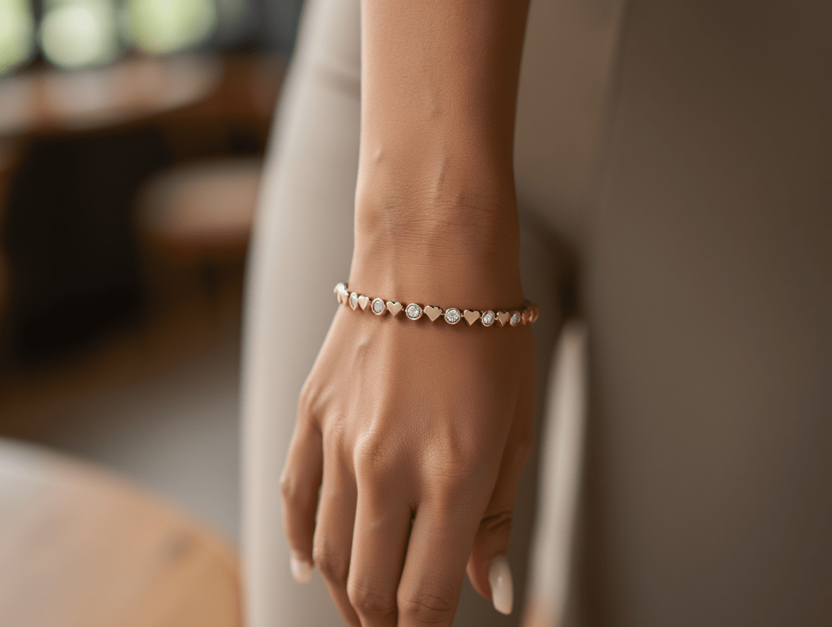 Bead & Bezel Tennis Bracelet