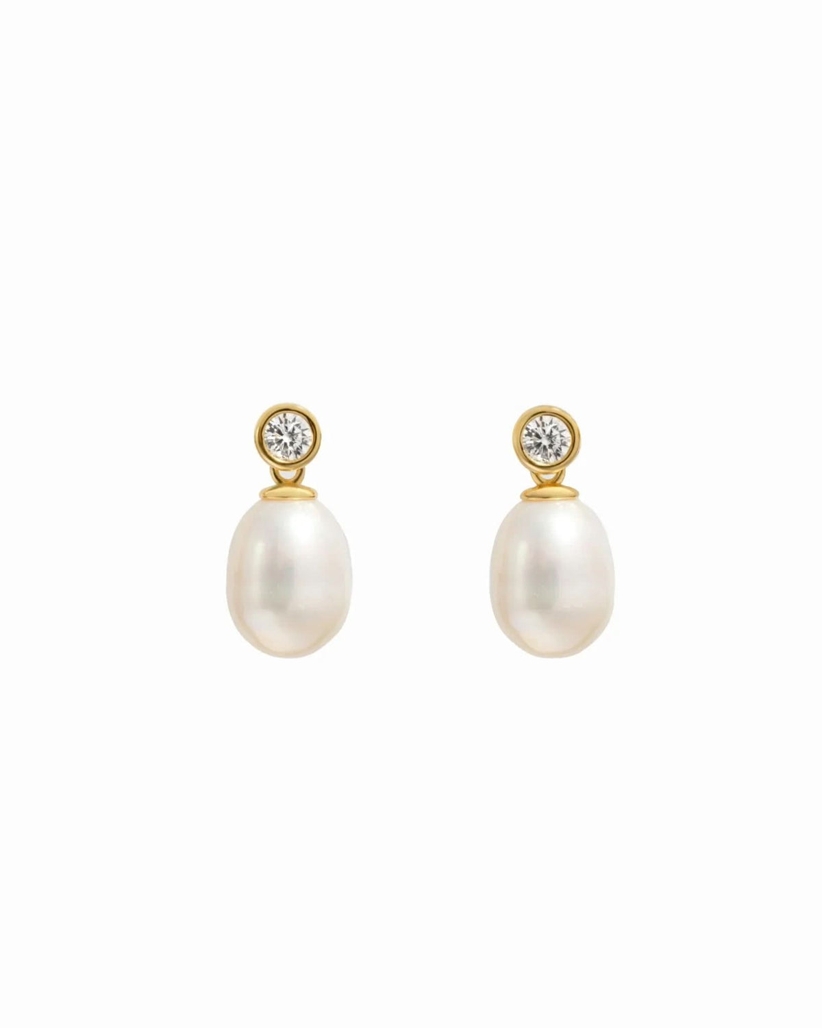 Bezel & Pearl Drop Earrings