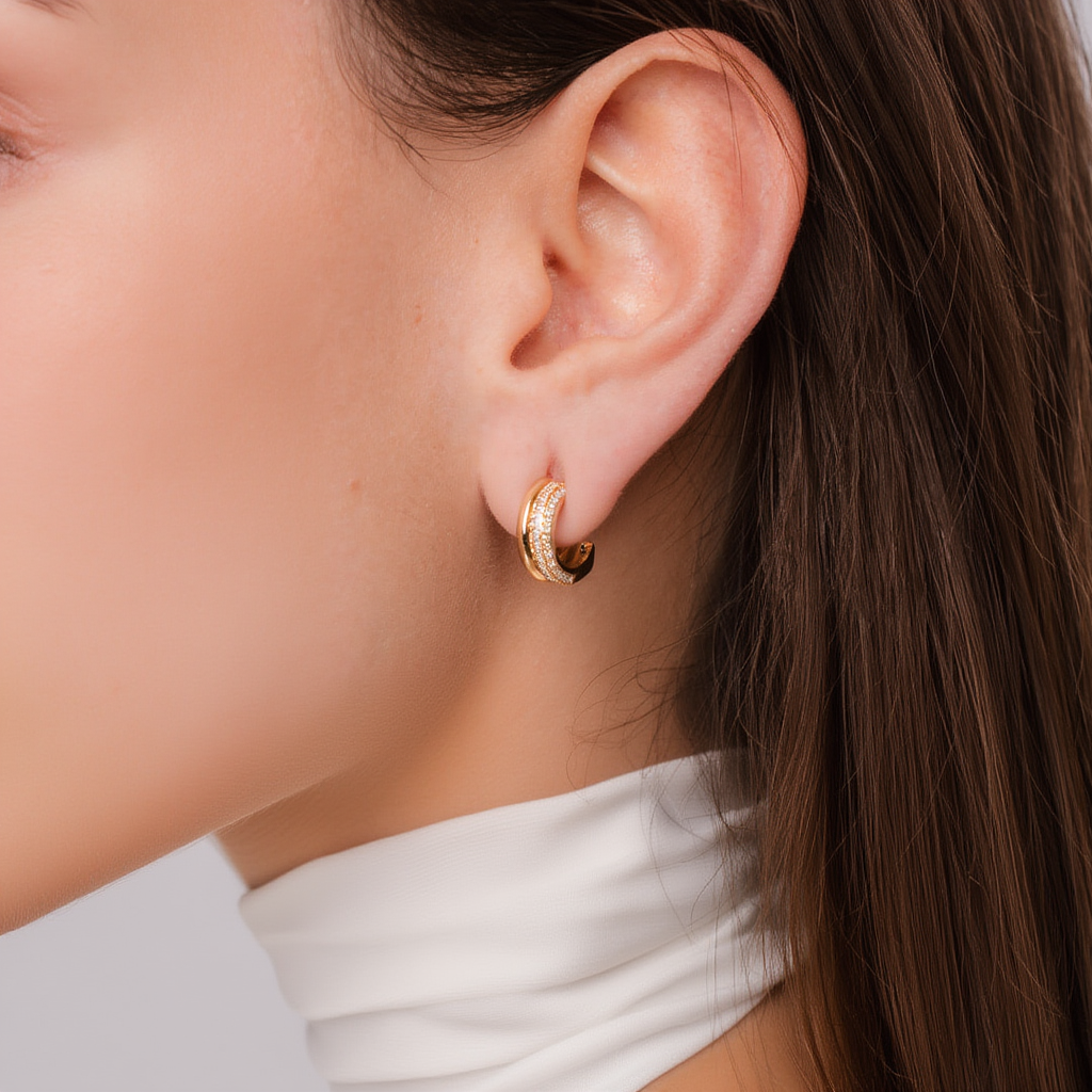 Pavé Double Hoop Earrings