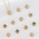 Clover Birthstone Necklace Sterling Silver