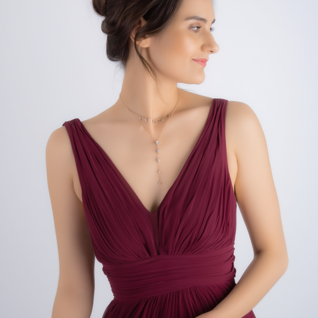 Dainty Crystals Y-Shape Necklace Sterling Silver