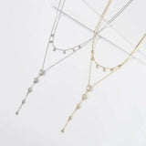 Dainty Crystals Y-Shape Necklace Sterling Silver