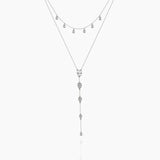 Dainty Crystals Y-Shape Necklace Sterling Silver