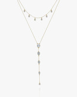 Dainty Crystals Y-Shape Necklace Sterling Silver