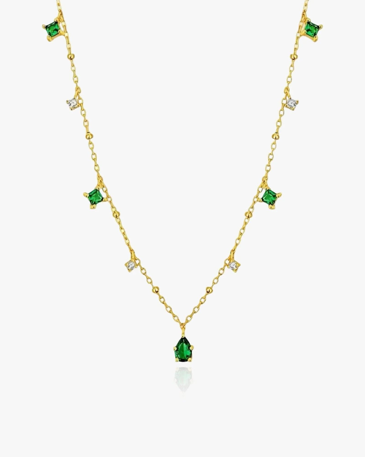 Dainty Emerald Necklace Sterling Silver