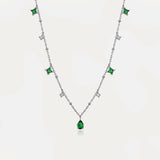 Dainty Emerald Necklace Sterling Silver
