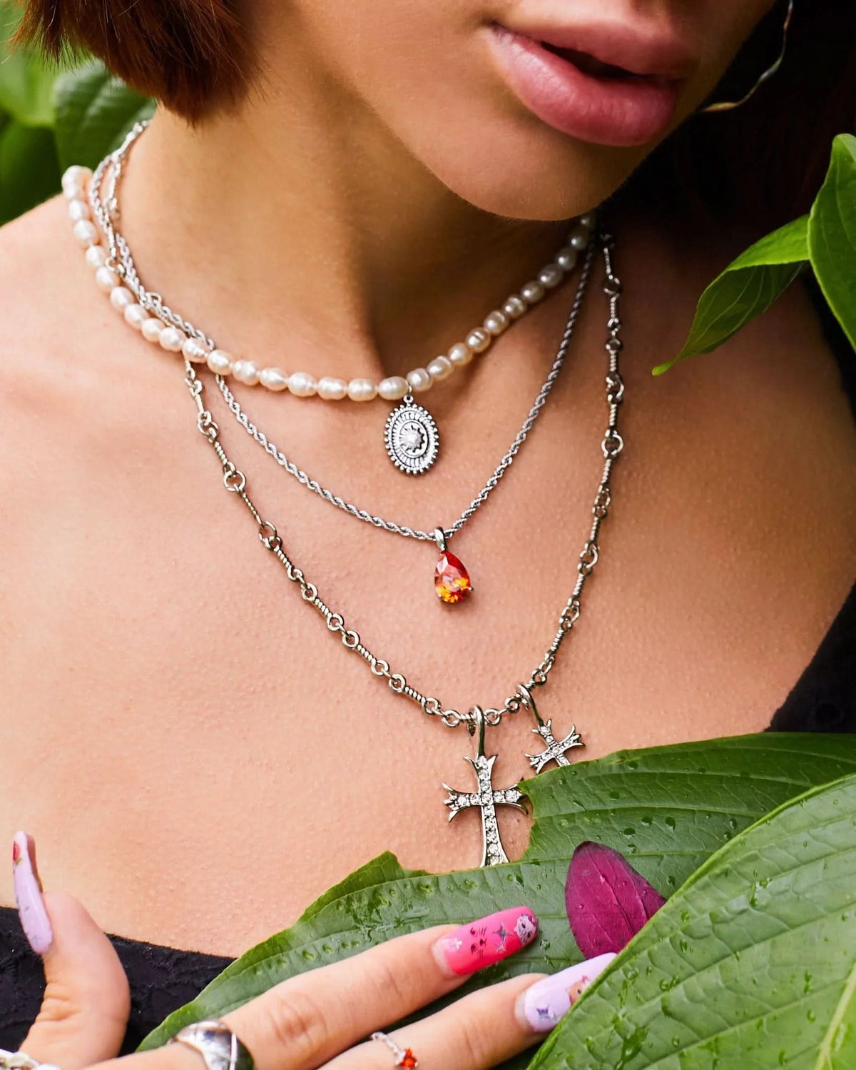 Double Cross Necklace