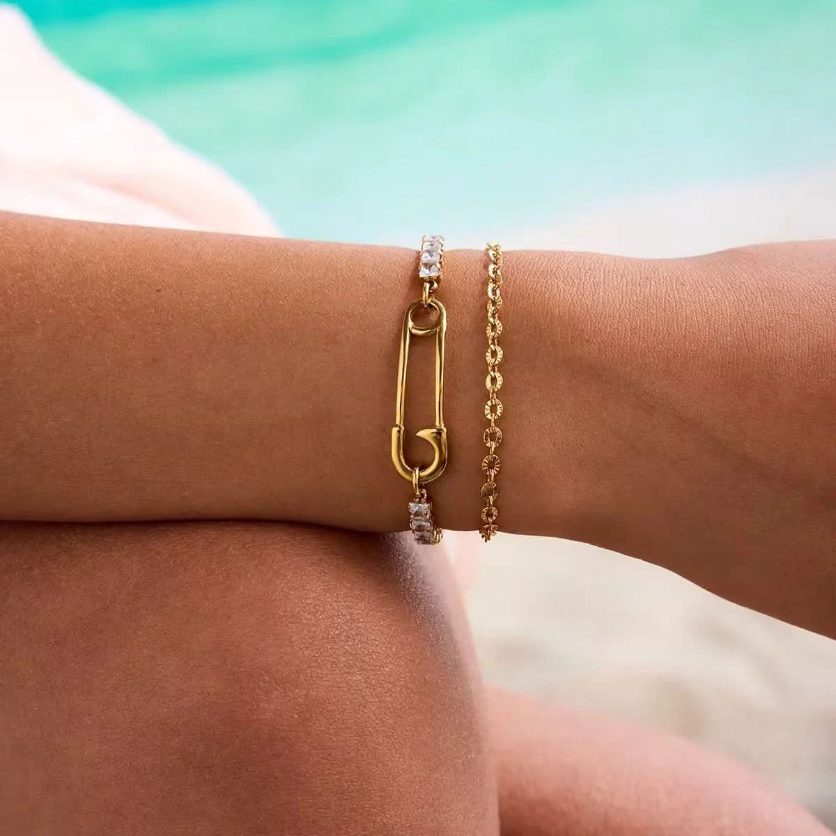 Double Safety Pin Bracelet