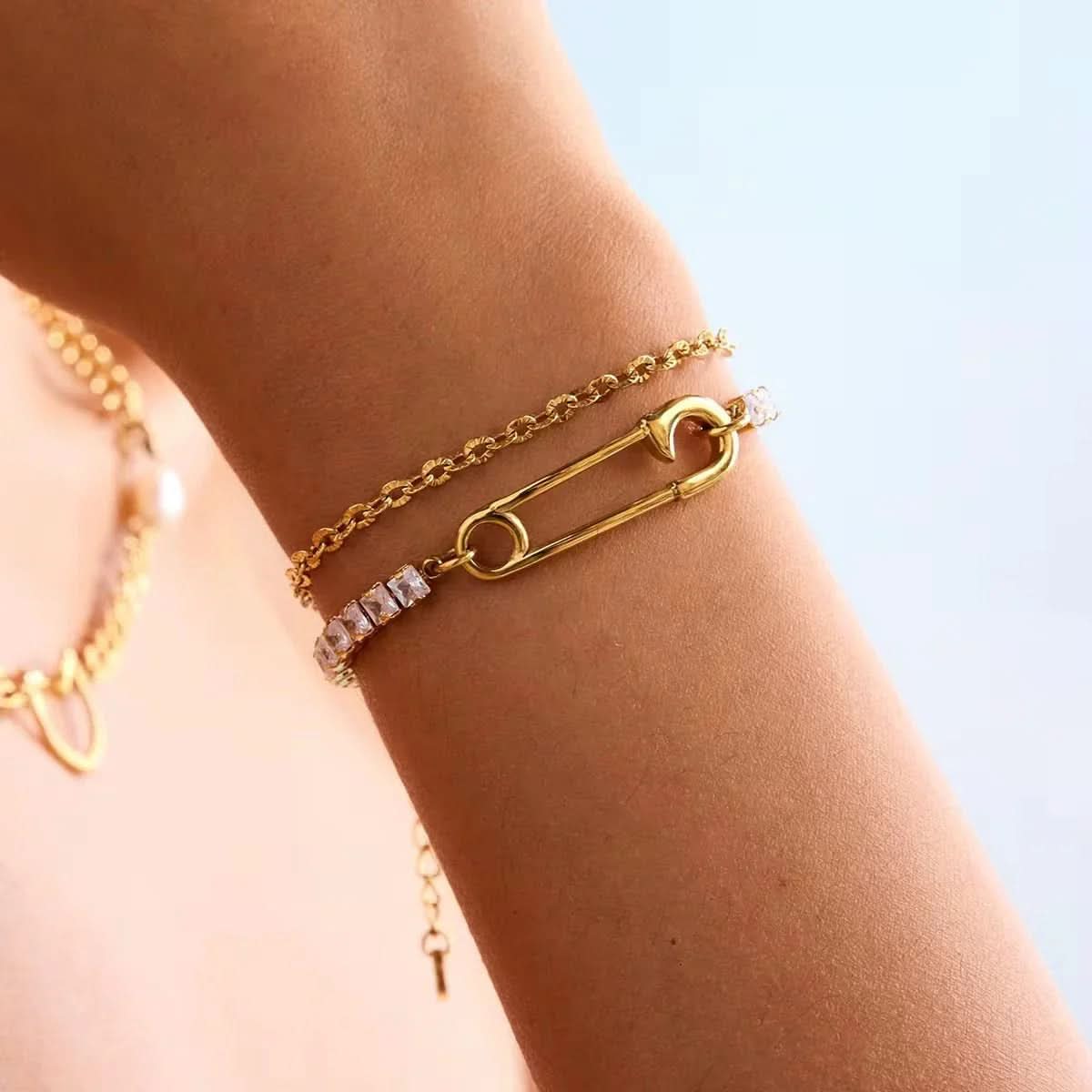 Double Safety Pin Bracelet