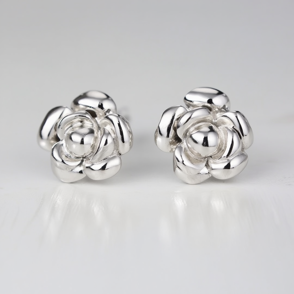 Elen Earrings – Silver Floral