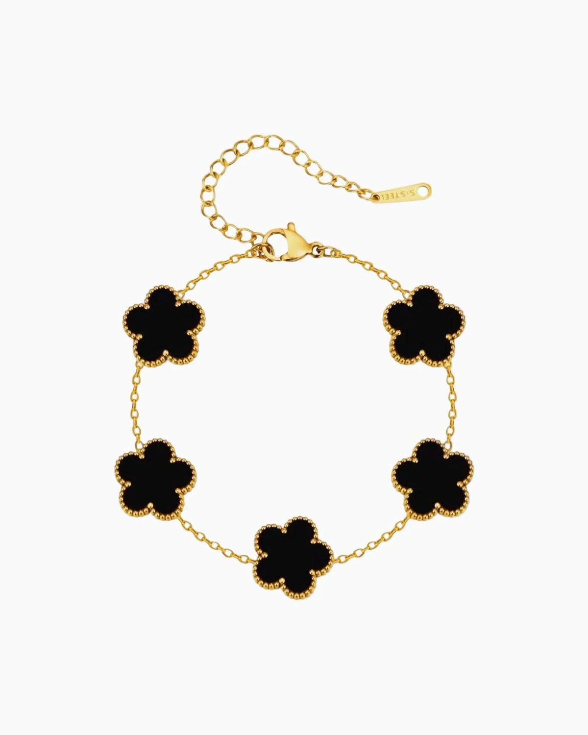 Flower Clover Bracelet Black