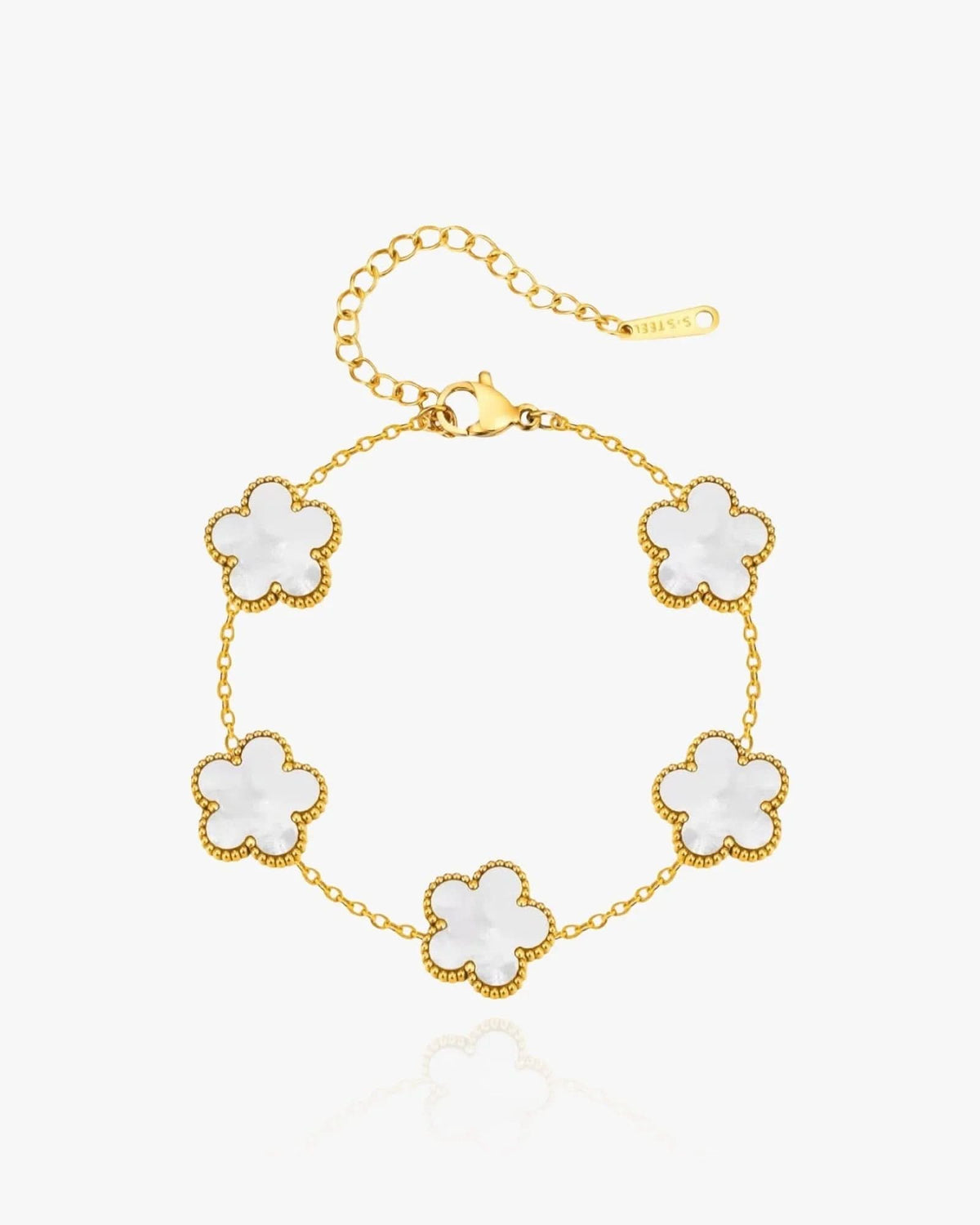 Flower Clover Bracelet White