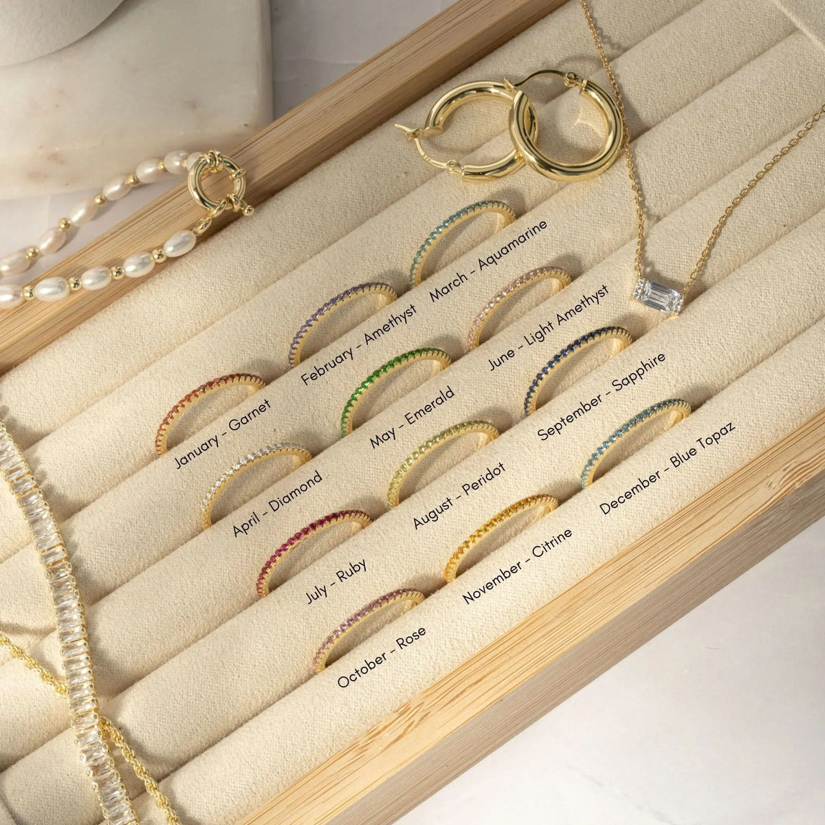 Gold Eternity Birthstone Rings