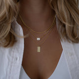 Halo Emerald Cut Necklace on Cuban Chain