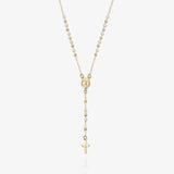 Mary Rosary Lariat Cross Necklace