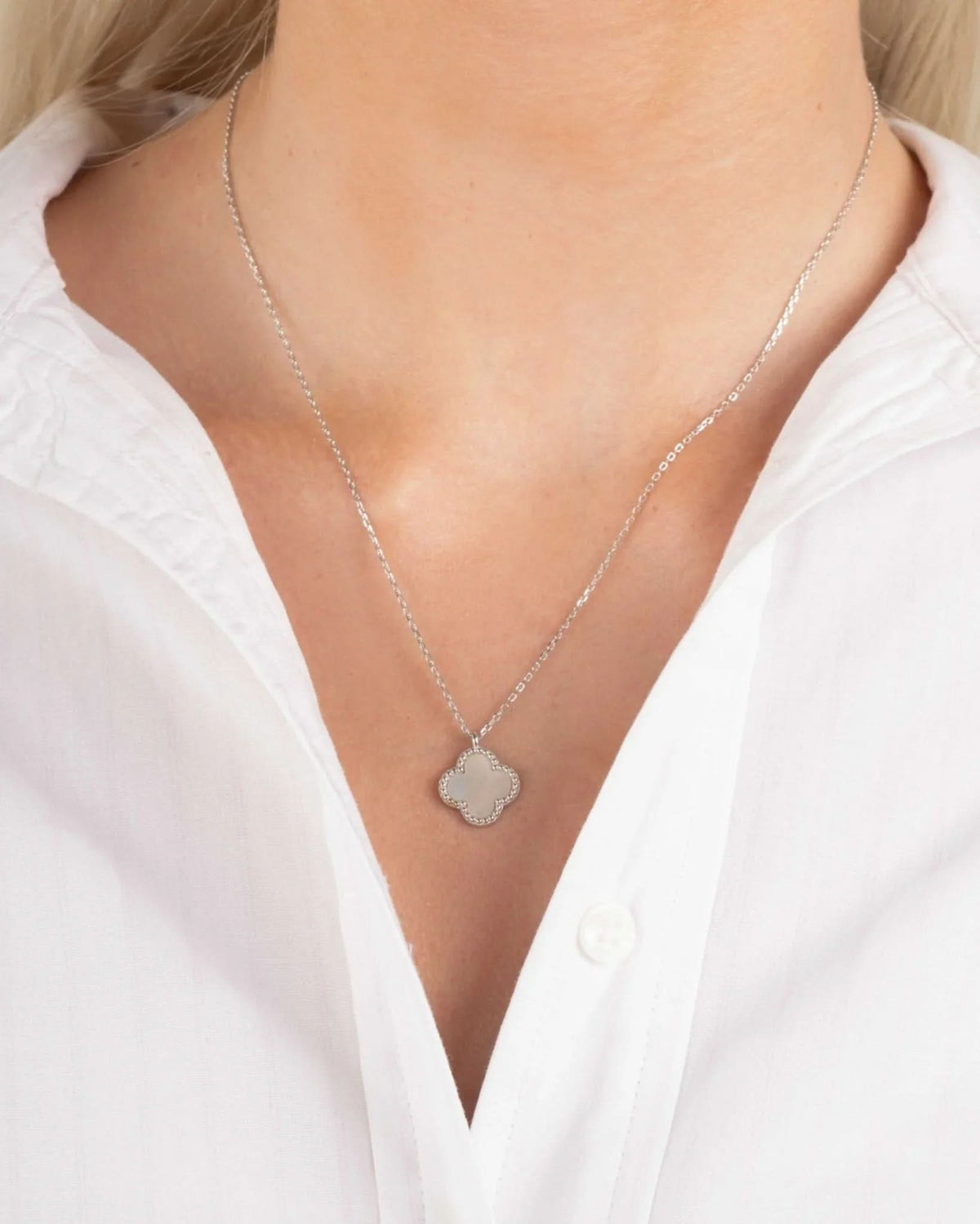 Mother of Pearl Clover Necklace