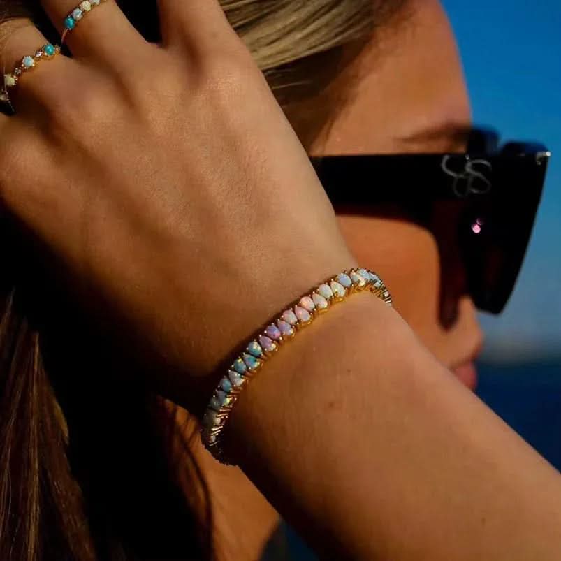 Pastel Opal Bracelet Sterling Silver