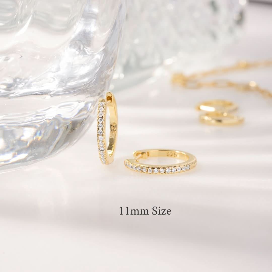 Pavé Huggie Earrings (Two Sizes Available)