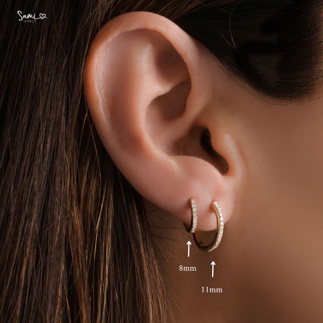 Pavé Huggie Earrings (Two Sizes Available)