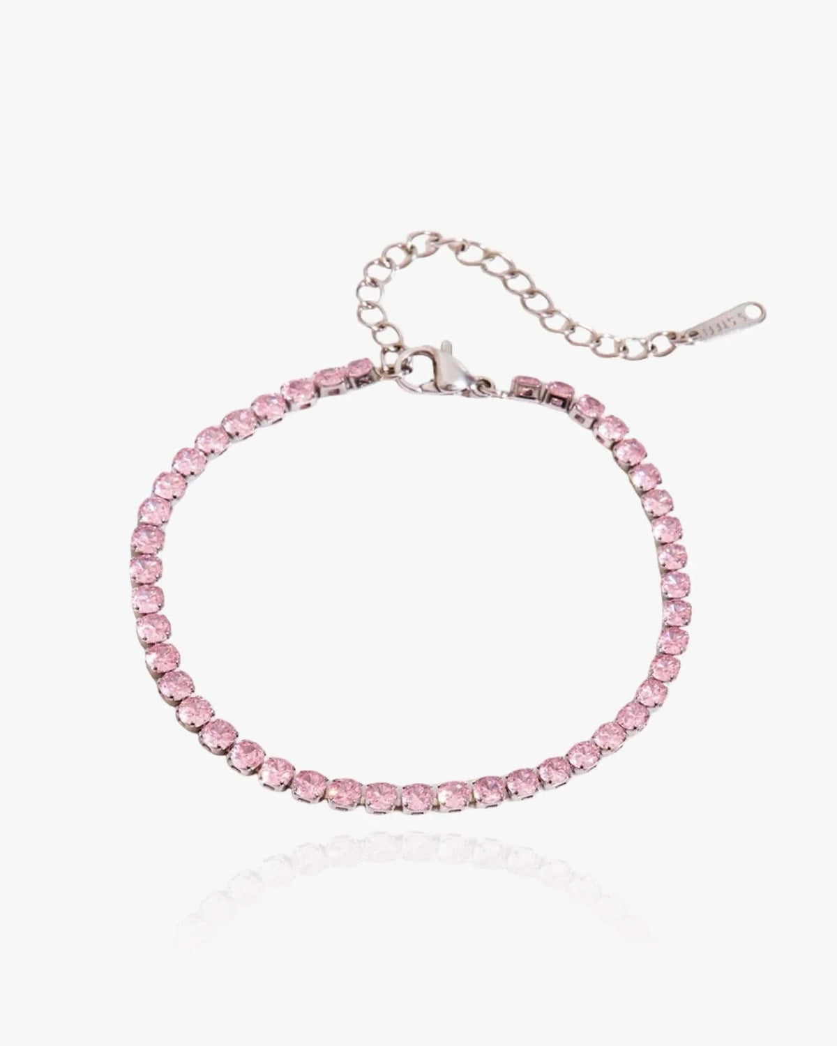 Pink Tennis Bracelet Silver