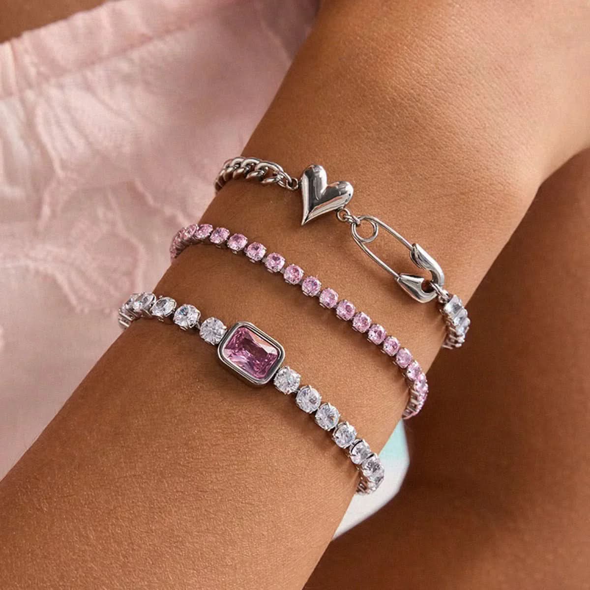 Silver Safety Pin Bracelet