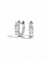 Three Stone Huggie Hoops